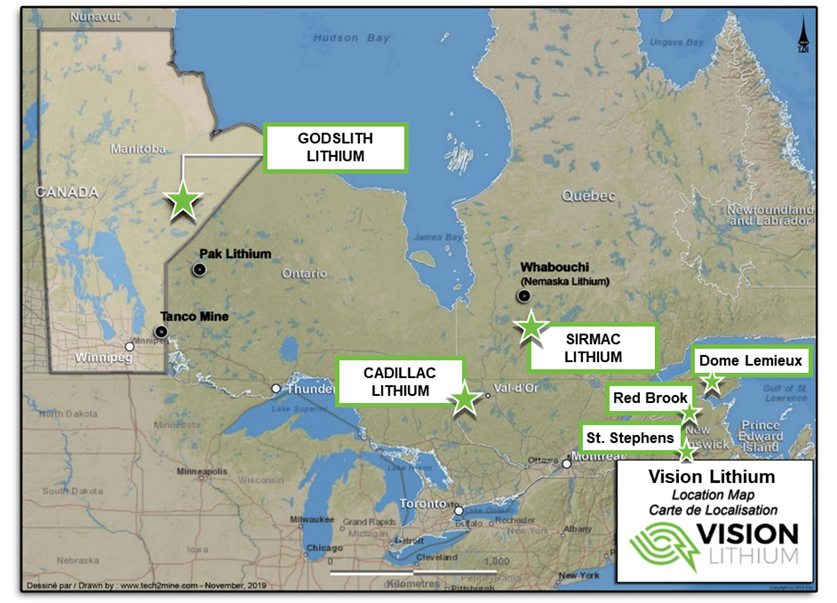 Figure 1 -Vision Lithium Property Portfolio